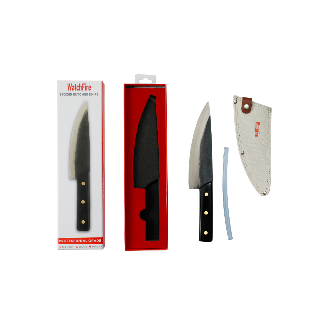 Stozer Butcher Knife - 7" Professional Grade Butcher Blade, Canvas Sheath Included