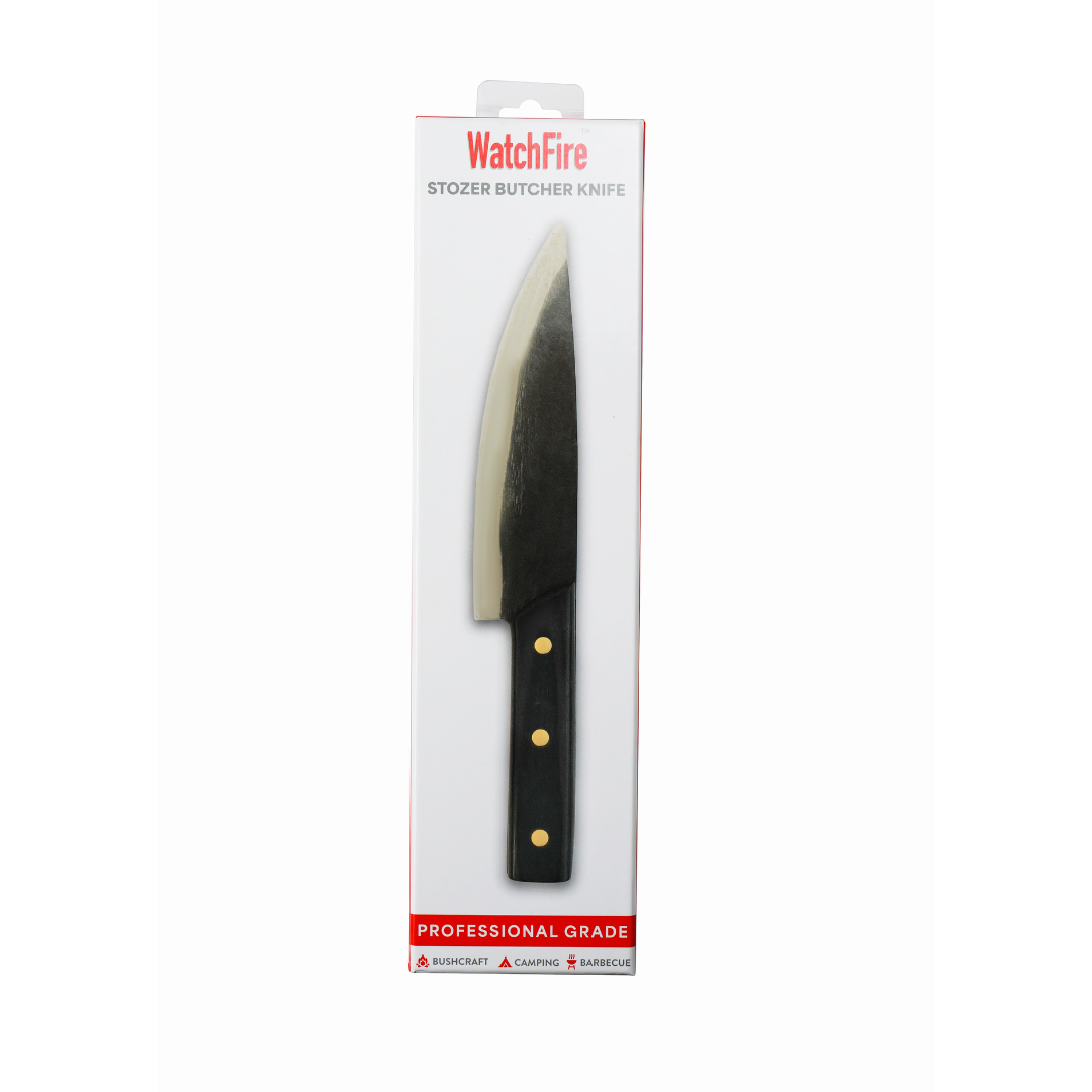 Stozer Butcher Knife - 7" Professional Grade Butcher Blade, Canvas Sheath Included