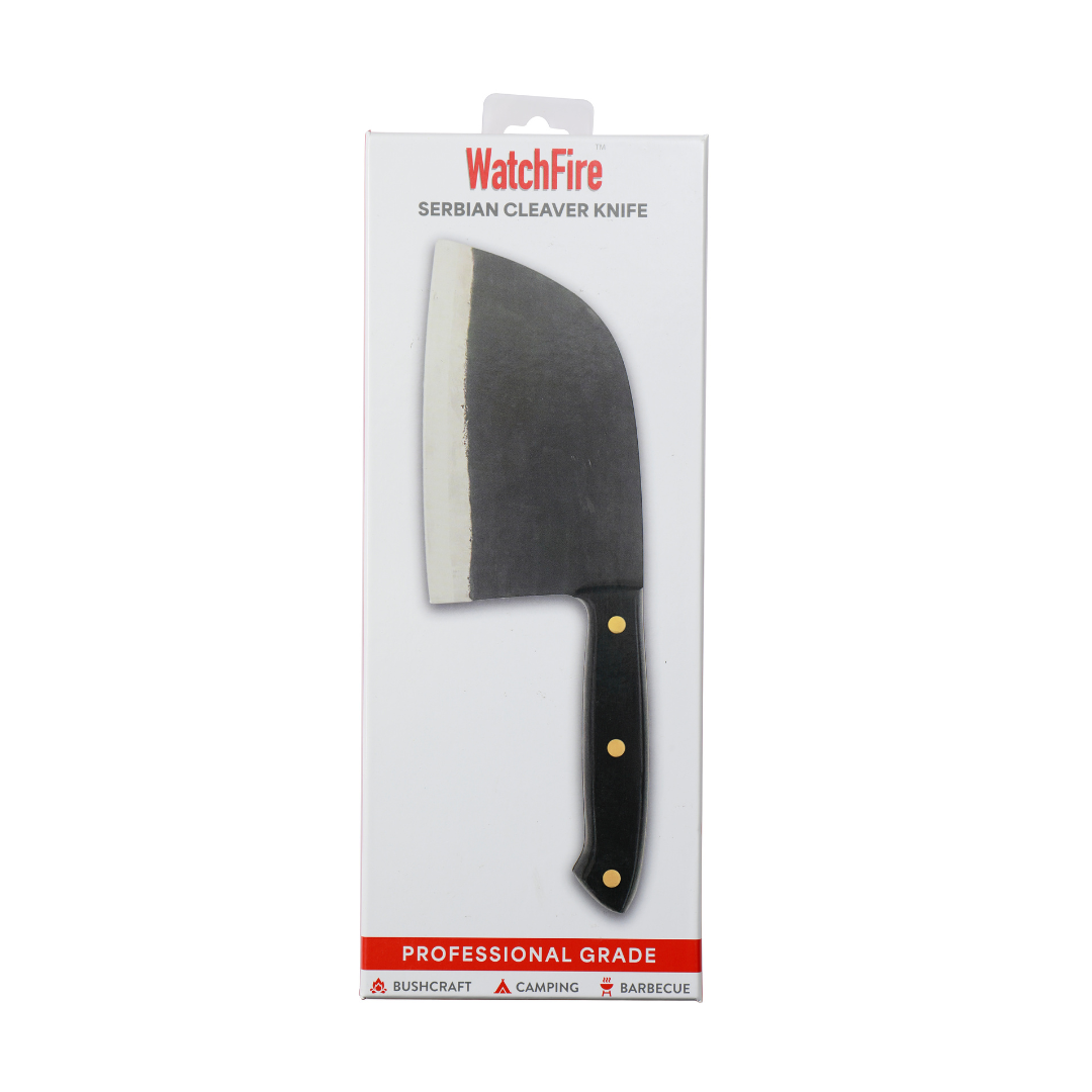 Serbian Cleaver Knife - 6.75" Professional Grade Cleaver Blade, Canvas Sheath Included