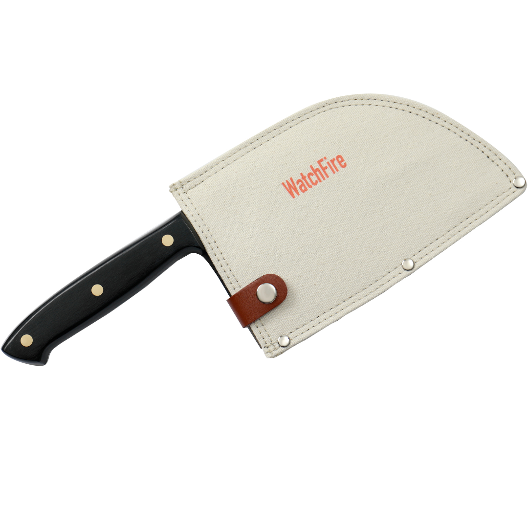 Serbian Cleaver Knife - 6.75" Professional Grade Cleaver Blade, Canvas Sheath Included